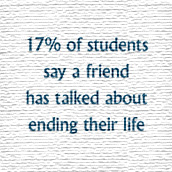 17 percent of students say a friend has talked about suicide